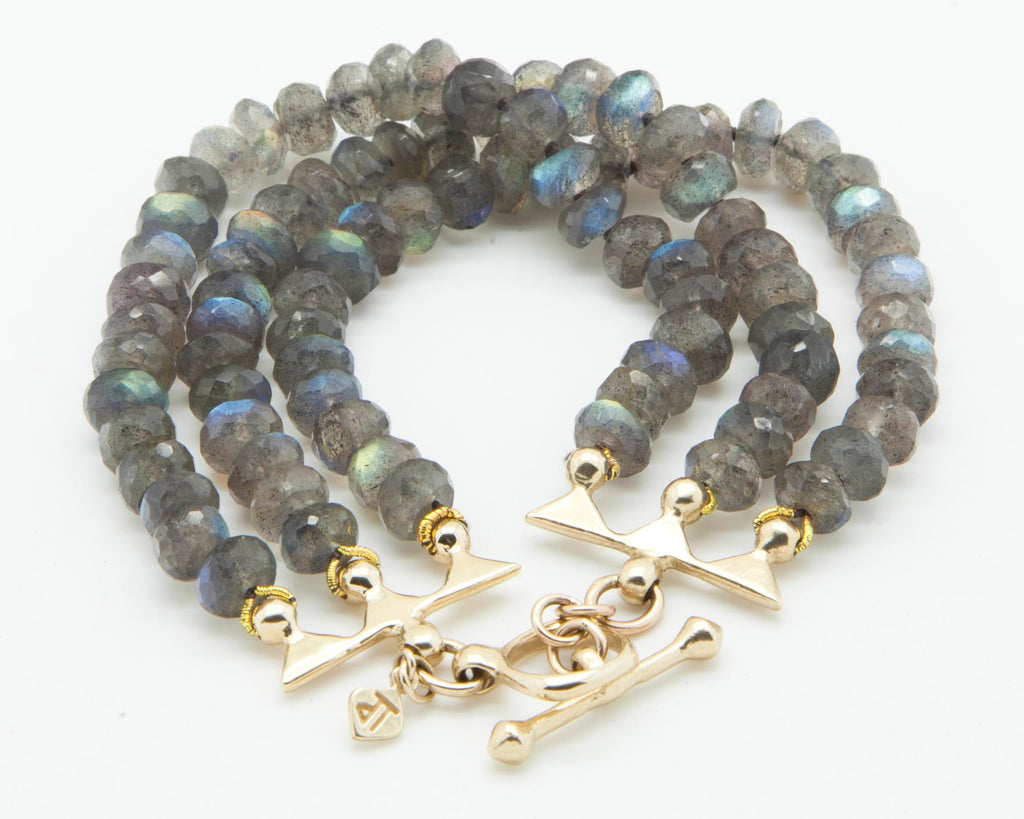 Labradorite and gold bracelet